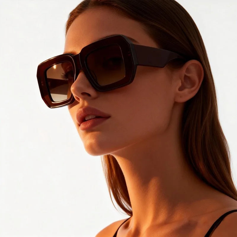 Fashion Brand Designer Sunglasses for Women Acetate Square Sun Glasses Large Frame Outdoor Travel Protection Men UV400 Eyewear