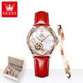 OLEVS 6656 Ladies Watches Top Brand Luxury Elegant Original Automatic Mechanical Watch Waterproof Ceramics Strap Watch Set Box