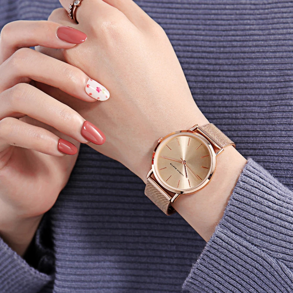 Women Watch Top Brand Dropshipping Japan Quartz Movement 36mm Rose Gold Waterproof Fashionable Nordic Minimalist Ladies Watches