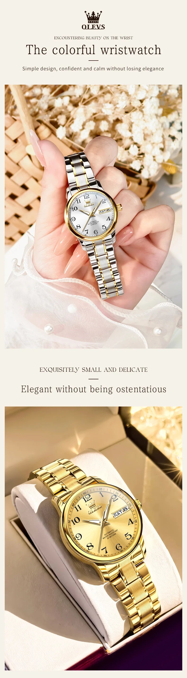 OLEVS High Quality Luxury Watch for Woman Waterproof Stainless Steel Automatic Mechanical Ladies Watch Elegant Women's Watches