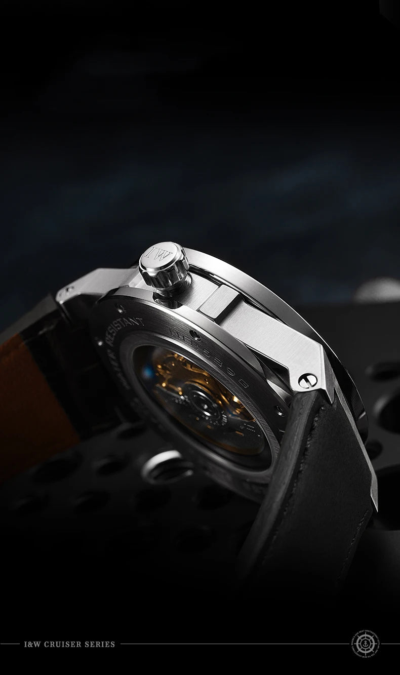 IW Silver Blue Men's Watches 5Bar Waterproof Luminous Fashion Automatic Watch Men Mechanical Wrist Watch Japan Movement