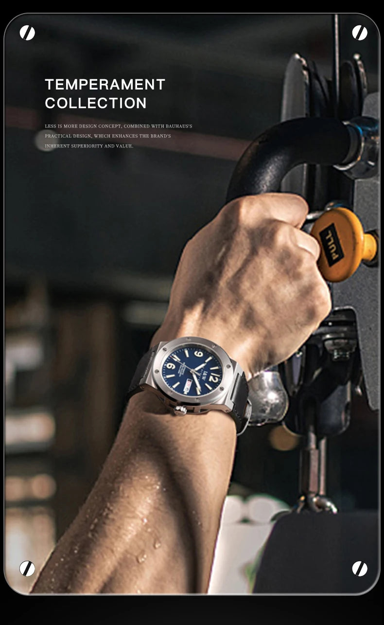 IW Silver Blue Men's Watches 5Bar Waterproof Luminous Fashion Automatic Watch Men Mechanical Wrist Watch Japan Movement