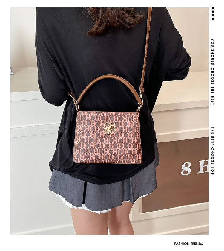 Handheld Bucket Bag For Women Shoulder Crossbody Bag Fashion Large Capacity Trendy Versatile Compartment Underarm Letter Bag