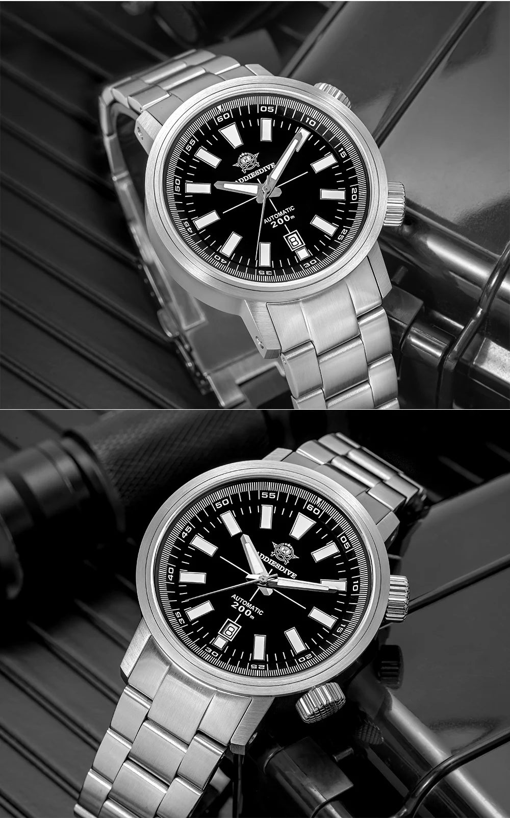 ADDIESDIVE Automatic Mechanical Watch 200m Waterproof BGW9 Super Luminous Sapphire Grass  8215 316L Stainless Steel Men Watches