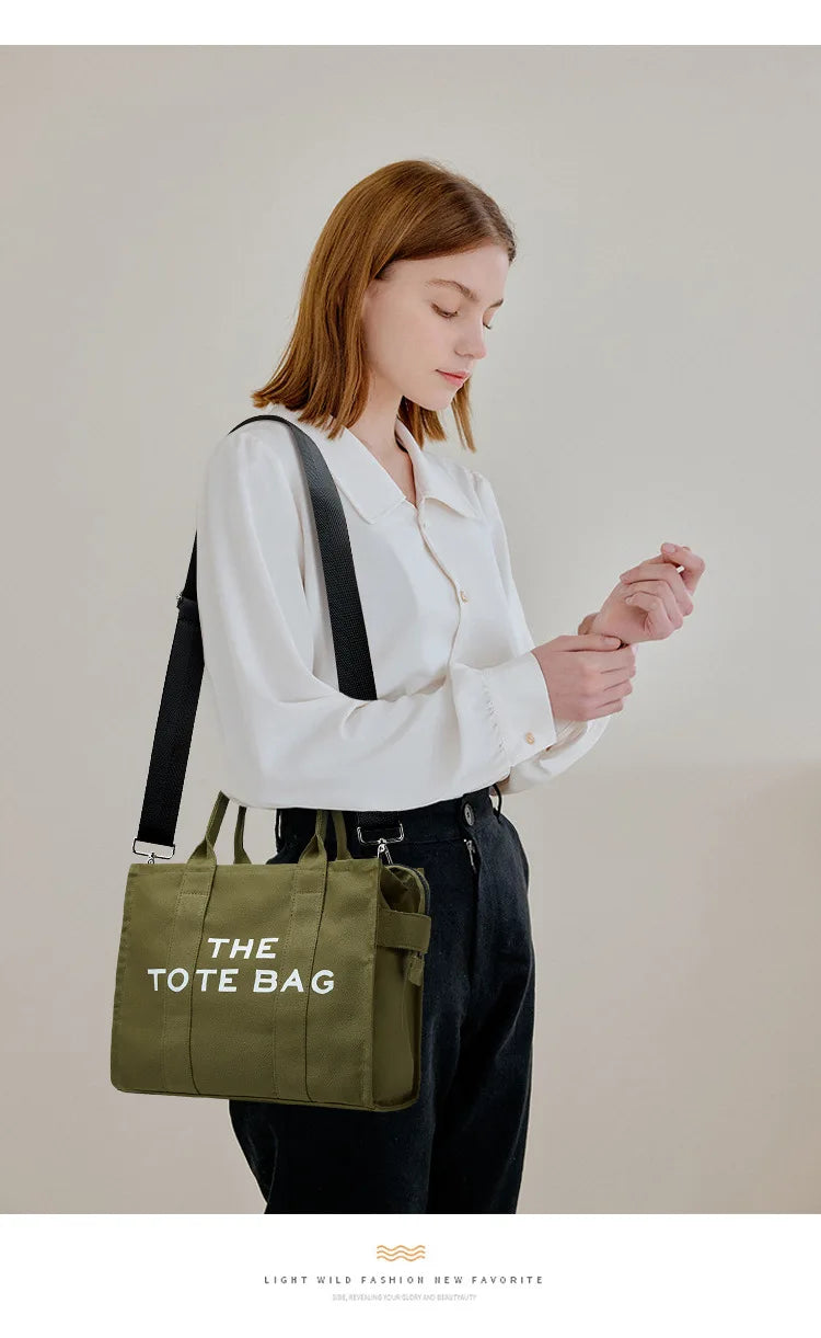 Handheld storage bag, commuting crossbody bag, trendy letter canvas casual shoulder bag, women's bag