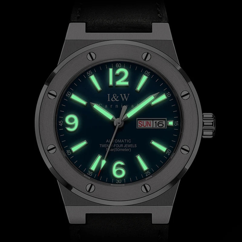 IW Silver Blue Men's Watches 5Bar Waterproof Luminous Fashion Automatic Watch Men Mechanical Wrist Watch Japan Movement