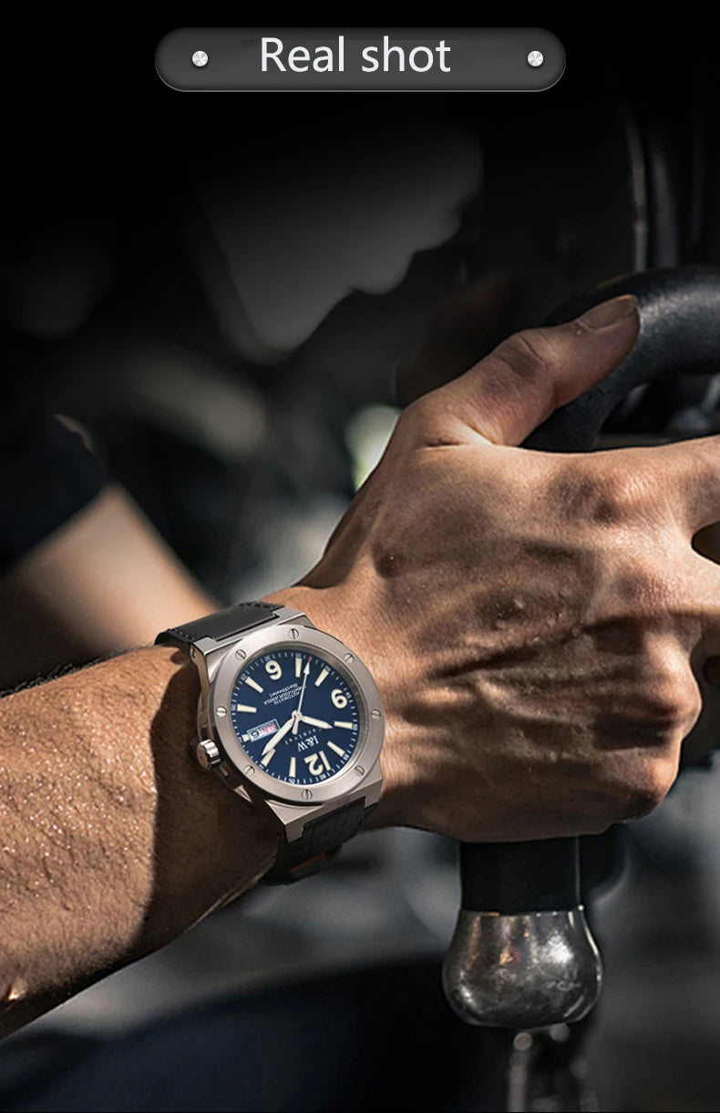 IW Silver Blue Men's Watches 5Bar Waterproof Luminous Fashion Automatic Watch Men Mechanical Wrist Watch Japan Movement