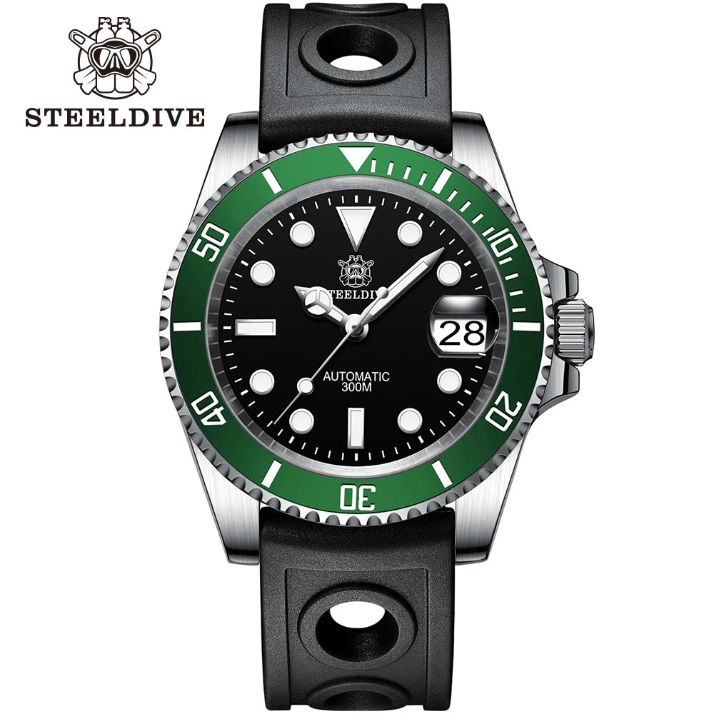STEELDIVE SD1953 New Arrival Stainless Steel Bi-Color Dial NH35 Automatic Watch 300M Waterproof Sapphire Glass Men Dive Watches