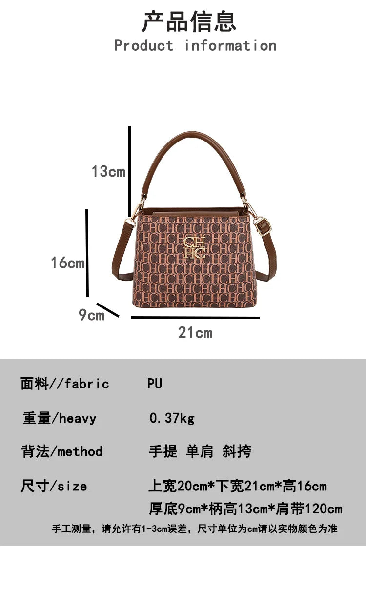 Handheld Bucket Bag For Women Shoulder Crossbody Bag Fashion Large Capacity Trendy Versatile Compartment Underarm Letter Bag