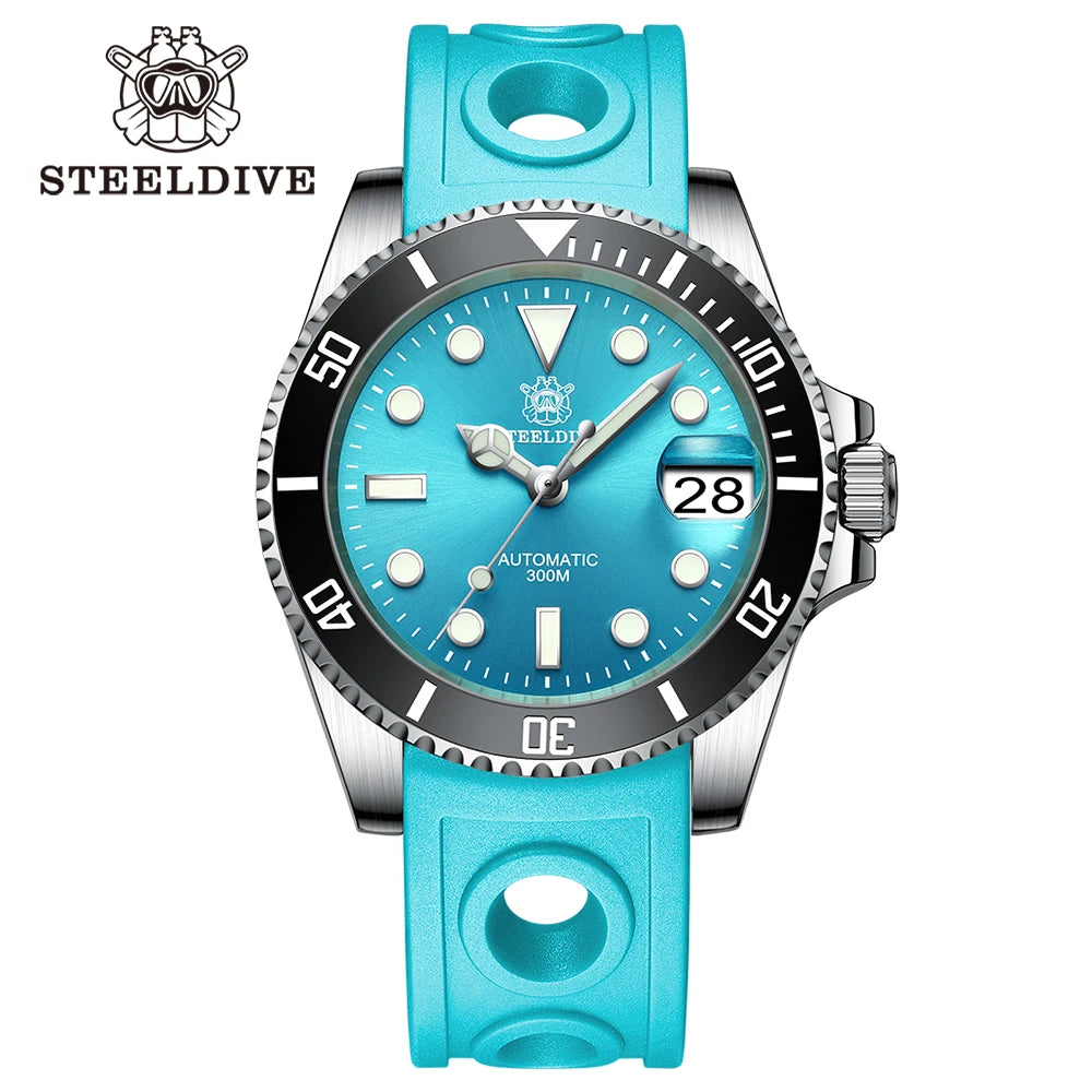 STEELDIVE SD1953 New Arrival Stainless Steel Bi-Color Dial NH35 Automatic Watch 300M Waterproof Sapphire Glass Men Dive Watches