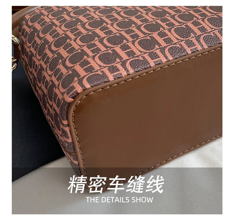 Handheld Bucket Bag For Women Shoulder Crossbody Bag Fashion Large Capacity Trendy Versatile Compartment Underarm Letter Bag