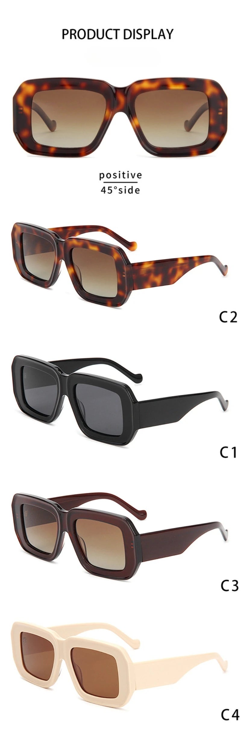 Fashion Brand Designer Sunglasses for Women Acetate Square Sun Glasses Large Frame Outdoor Travel Protection Men UV400 Eyewear
