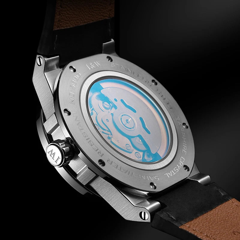 IW Silver Blue Men's Watches 5Bar Waterproof Luminous Fashion Automatic Watch Men Mechanical Wrist Watch Japan Movement