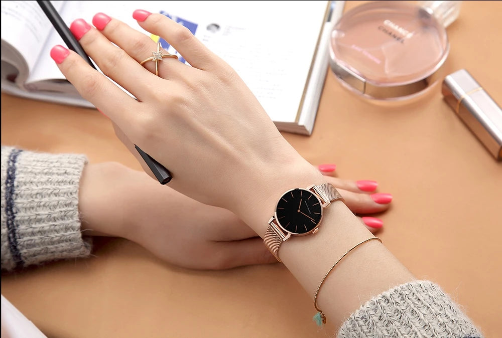 Women Watch Top Brand Dropshipping Japan Quartz Movement 36mm Rose Gold Waterproof Fashionable Nordic Minimalist Ladies Watches