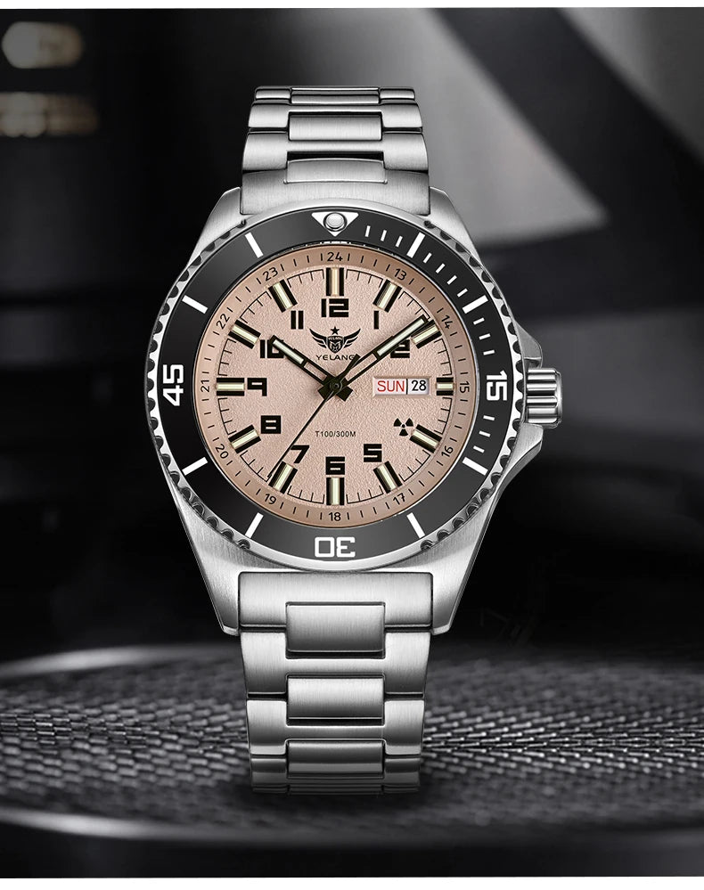 Yelang V1031 Luxury Men Brand Watch 44mm Diver Water Watches Japan 8205 Automatic Mechanical movement Luminous 300M Waterproof