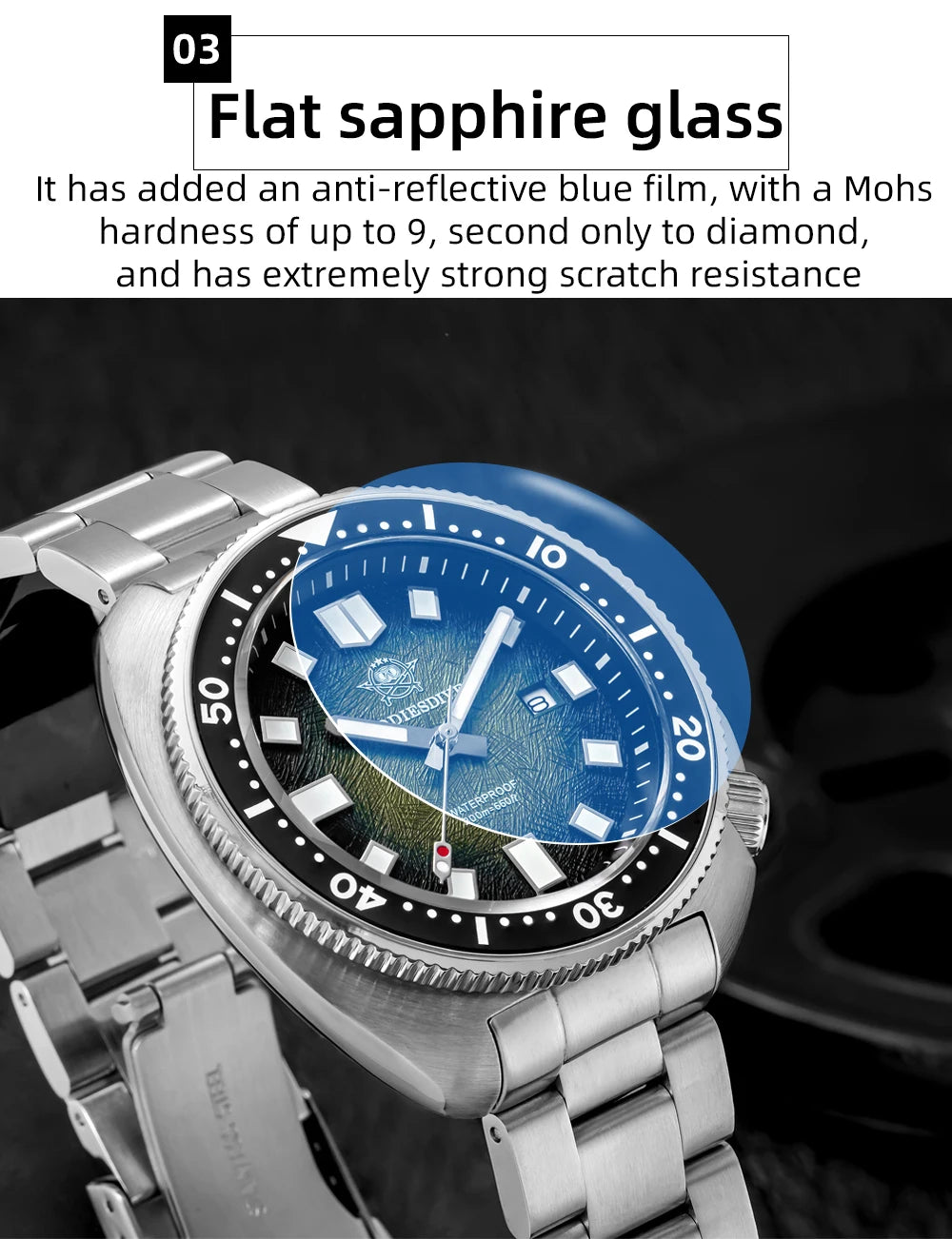 ADDIESDIVE Quartz Watches For Men New AD2511 Sapphire Glass AR Coated 41mm Turtle Watch BGW9 Luminous Waterproof 200M Dive Watch