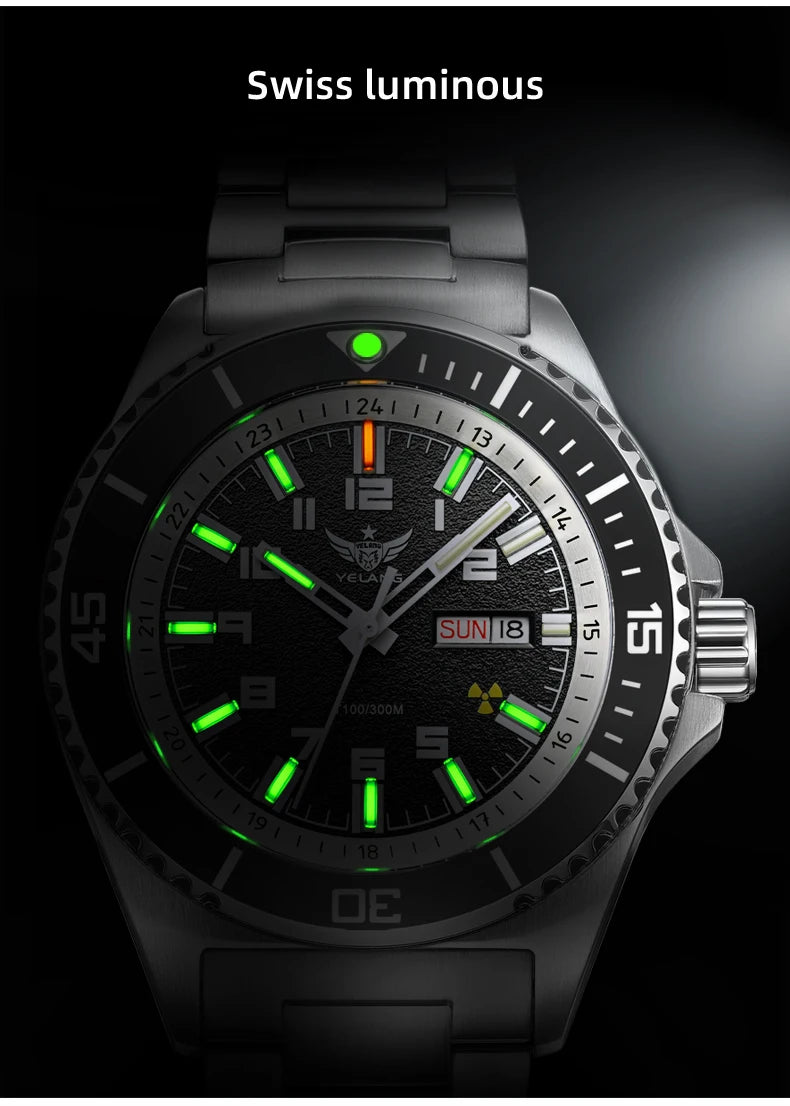 Yelang V1031 Luxury Men Brand Watch 44mm Diver Water Watches Japan 8205 Automatic Mechanical movement Luminous 300M Waterproof