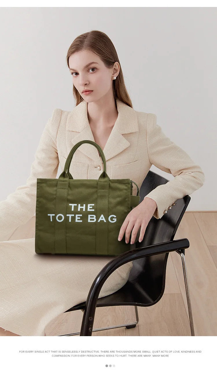 Handheld storage bag, commuting crossbody bag, trendy letter canvas casual shoulder bag, women's bag