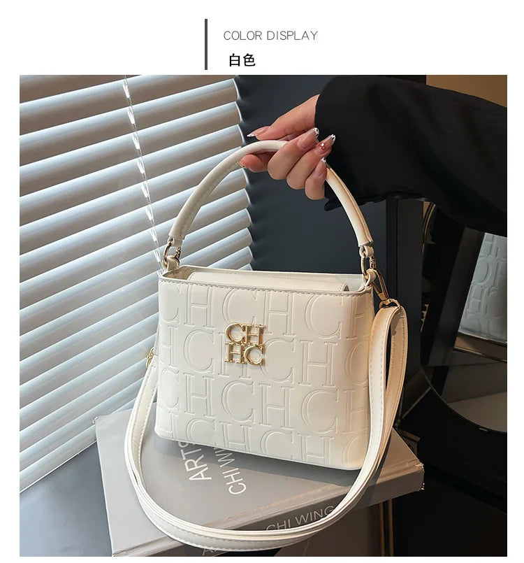 Handheld Bucket Bag For Women Shoulder Crossbody Bag Fashion Large Capacity Trendy Versatile Compartment Underarm Letter Bag